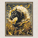 Алмазна мозаїка/вишивка Чорний кінь 40*50 см Орігамі OD 31200, фото 4