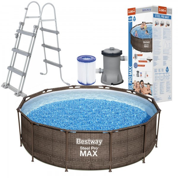 Каркасний басейн Bestway 56709, розмір 366 x 100 см з фільтрувальним насосом і драбиною, фото 1