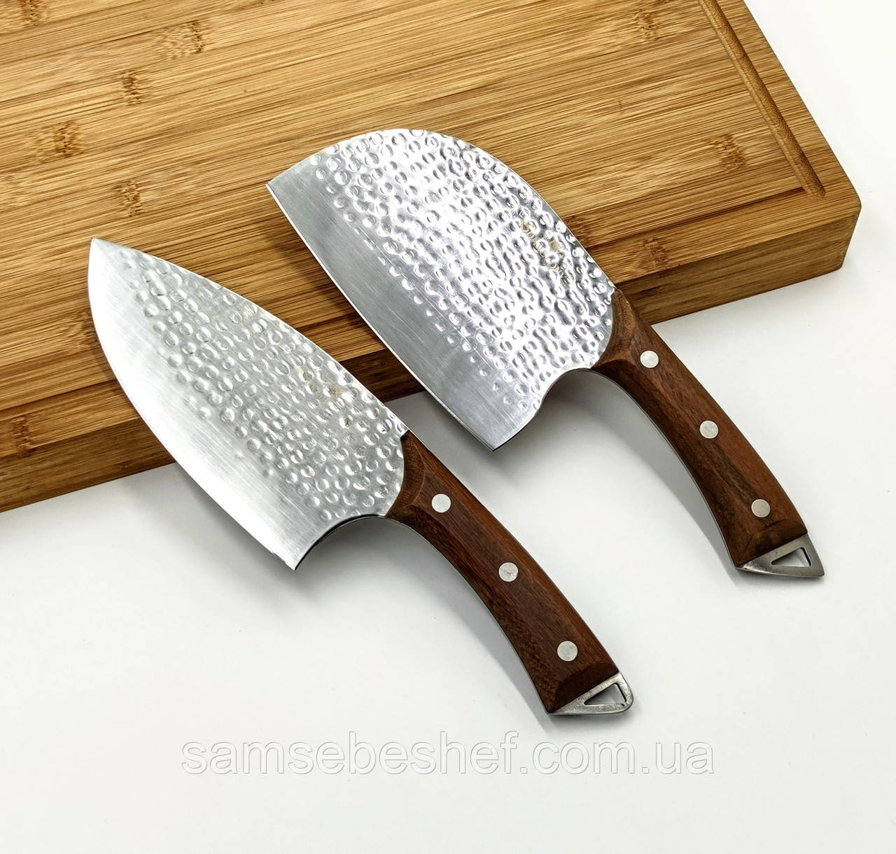 Сербський ніж-сокирка для нарізки 17 см 2 штуки Sonmelony Bubble Steel