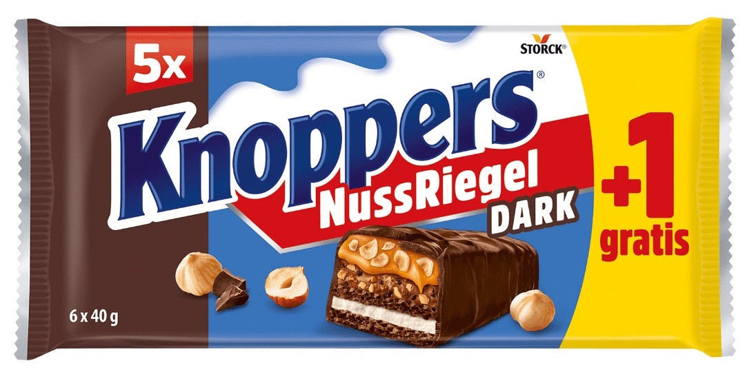 Батончик Кноперс Сторк з Фундуком Knoppers Storck Nussriegel Dark 240 г Німеччина, фото 1