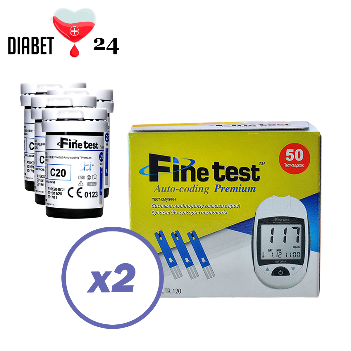Тест-смужки Finetest premium 100 шт. у 4 флаконі по 25 шт. в пакованні