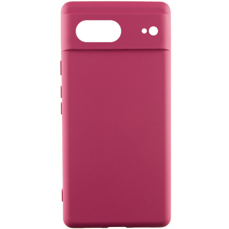 Чохол Silicone Cover Lakshmi Full Camera (AAA) для Google Pixel 7 | Мікрофібра Бордовий / Plum, фото 1