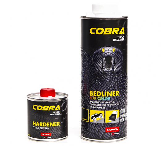 Захисне покриття безбарвне-коліроване Novol Cobra Truck Bedliner 0,6л+0,2л, фото 1