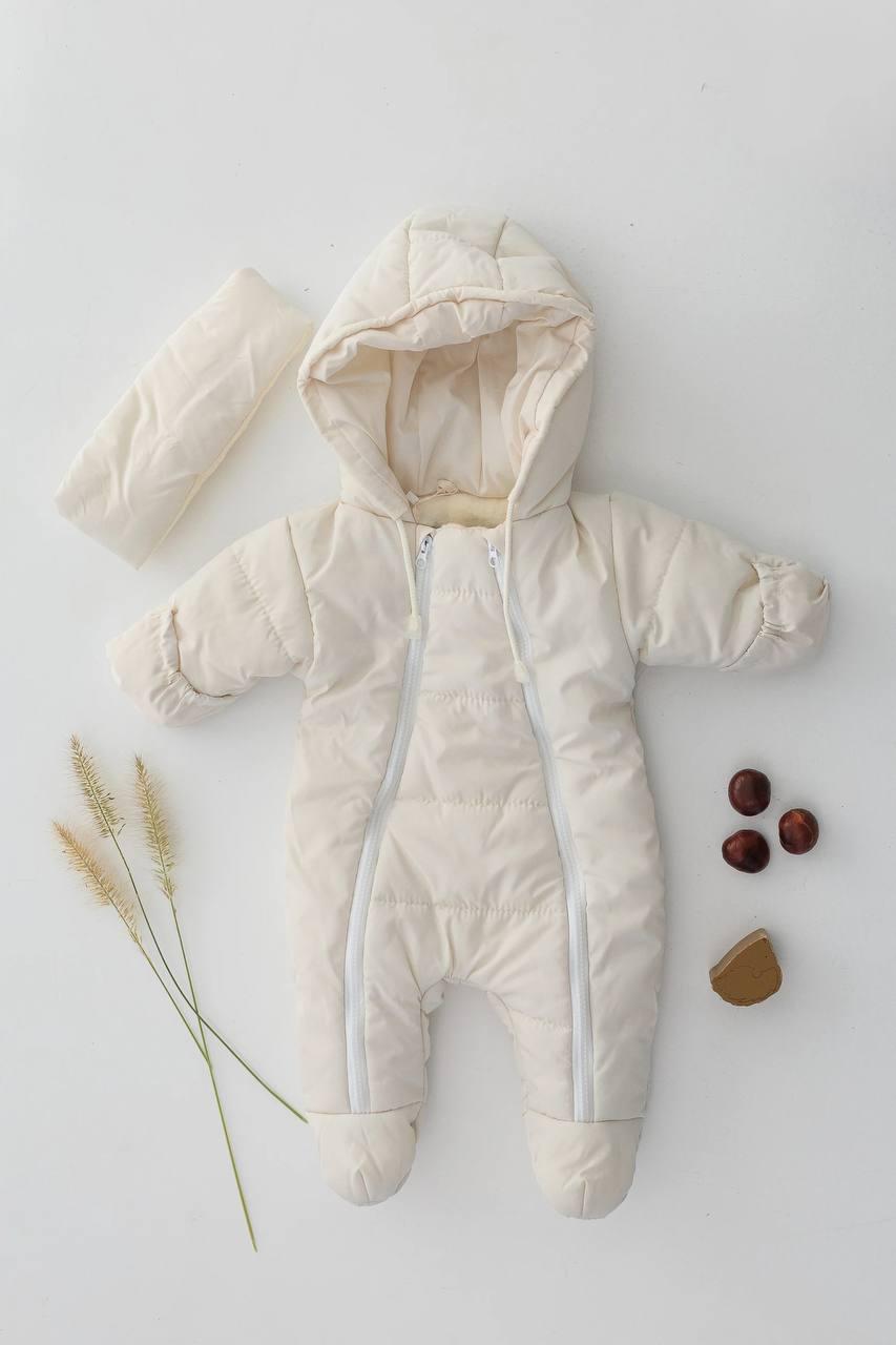 Дитячий зимовий комбінезон для новонародженого на флісі на дві блискавки розмір 62 68 74