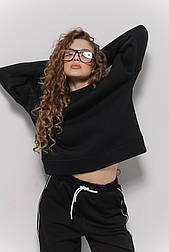 Жіночий однотонний світшот оверсайз у чорному кольорі