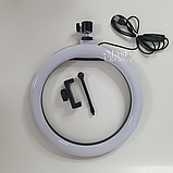 Кільцева світлодіодна Led-лампа YQ 30 cm тримачем для телефона та кріпленням під штатив — QX-300, чорна, фото 2