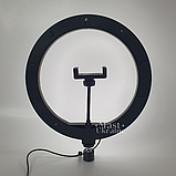 Кільцева світлодіодна Led-лампа YQ 30 cm тримачем для телефона та кріпленням під штатив — QX-300, чорна, фото 9