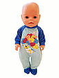 Одяг для ляльки Бебі Борн / Baby Born 40-43 см комбінезон / чоловічок блакитний 8781, фото 3