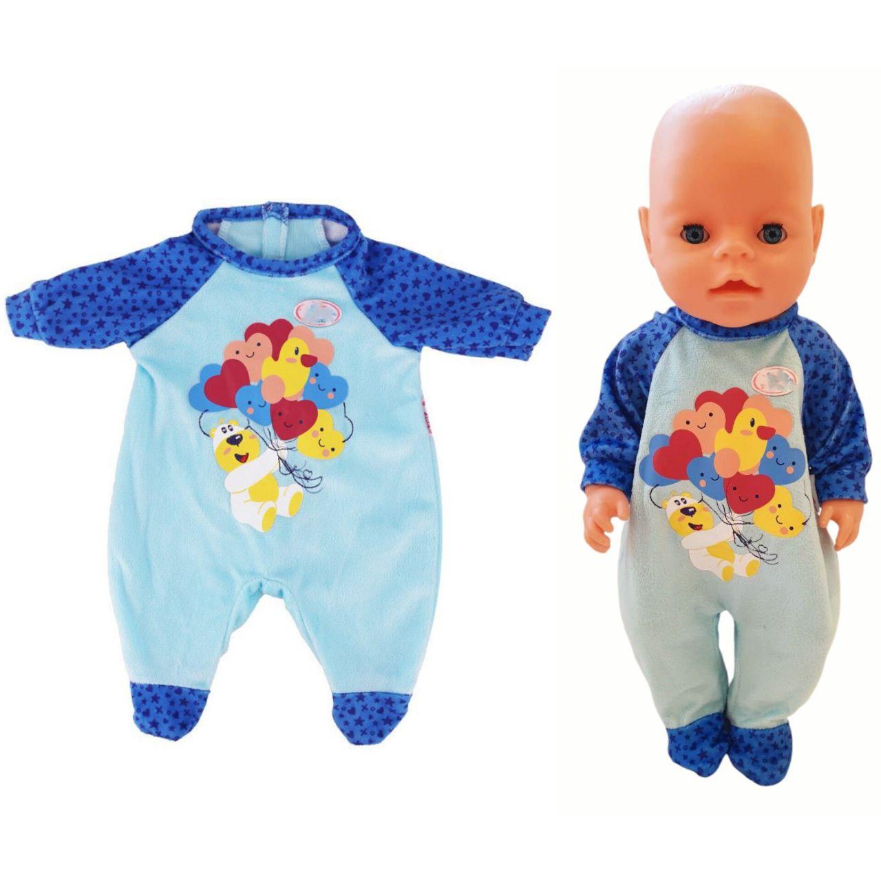 Одяг для ляльки Бебі Борн / Baby Born 40-43 см комбінезон / чоловічок блакитний 8781, фото 1