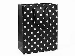 Популярний! Подарунковий Пакет Чорний Горошок 24 см - Краща якість тільки на Nukleon.com.ua