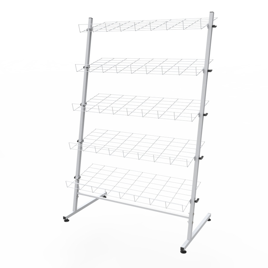 Вітрина торгова для взуття на 5 сітчастих полиць ширина 100 см, біла