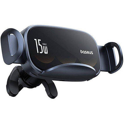 Автомобільний тримач холдер із БЗП Baseus LightChaser Series Triple-Coil Wireless Charging Electric Car Mount C40355901111-00 Blac, фото 1