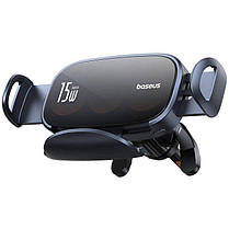 Автомобільний тримач холдер із БЗП Baseus LightChaser Series Triple-Coil Wireless Charging Electric Car Mount C40355901111-00 Blac, фото 3