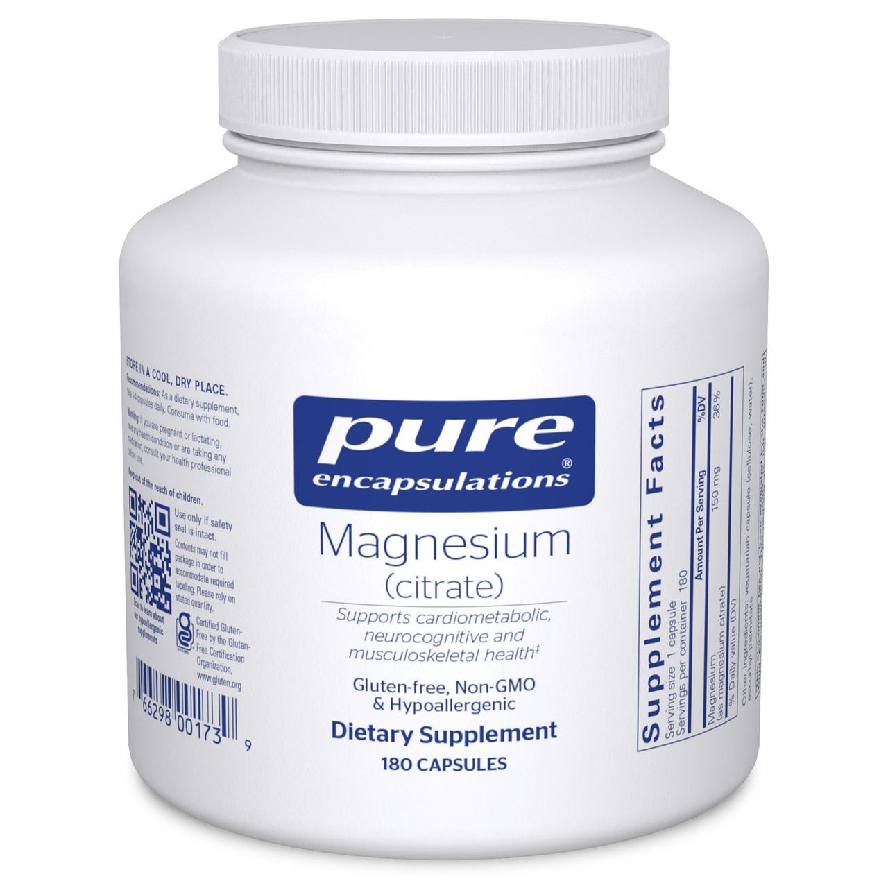 Магний Цитрат Pure Encapsulations (Magnesium Citrate) 180 капсул BX924