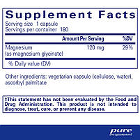 Магній Гліцинат Pure Encapsulations (Magnesium Glycinate) 120 мг 180 капсул BX989, фото 2
