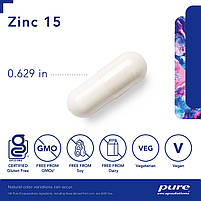 Цинк Pure Encapsulations (Zinc) 15 мг 180 капсул BX453, фото 4