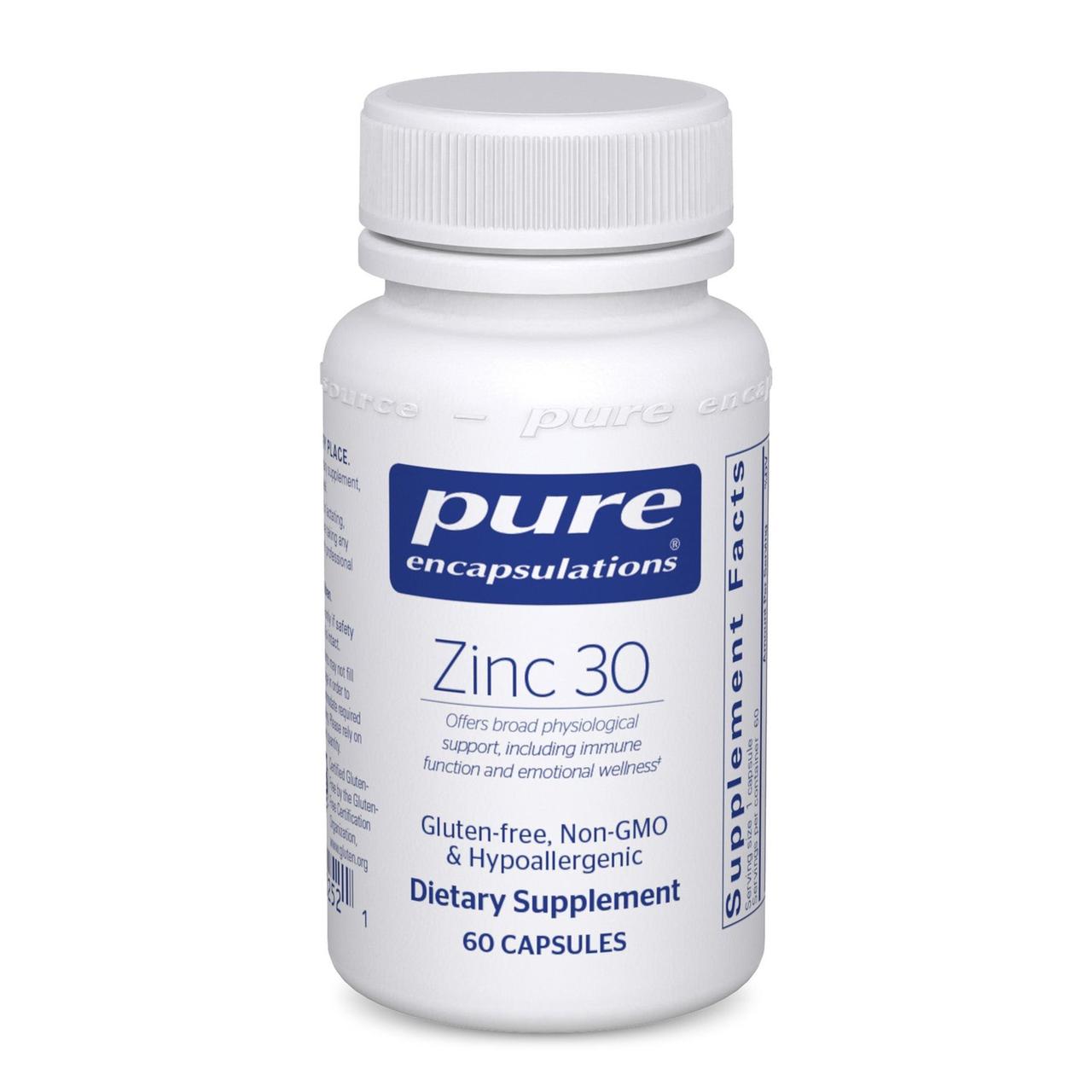 Цинк Pure Encapsulations (Zinc) 30 мг 60 капсул BX475