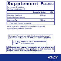 Коензим Q10 L-карнітин фумарат Pure Encapsulations (CoQ10 l-Carnitine Fumarate) 120 капсул BX696, фото 2