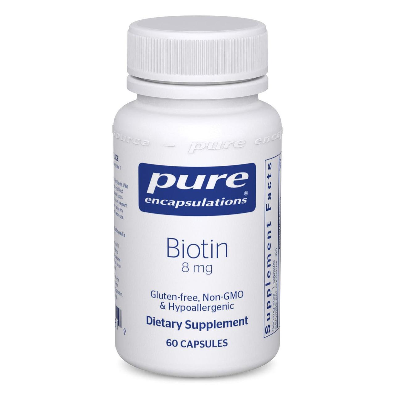 Біотин Pure Encapsulations (Biotin) 8 мг 60 капсул BX858, фото 1