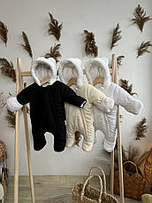 Дитячий зимовий комбінезон для новонародженого на флісі на дві блискавки розмір 62 68 74 80, фото 3