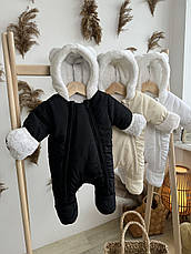 Дитячий зимовий комбінезон для новонародженого на флісі на дві блискавки розмір 62 68 74 80, фото 4