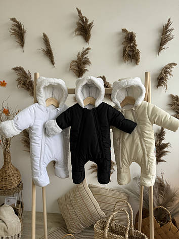 Дитячий зимовий комбінезон для новонародженого на флісі на дві блискавки розмір 62 68 74 80, фото 1