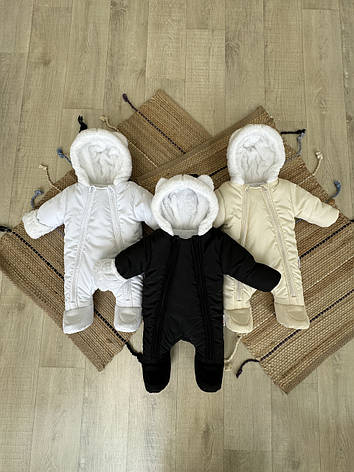 Дитячий зимовий комбінезон для новонародженого на флісі на дві блискавки розмір 62 68 74 80, фото 1