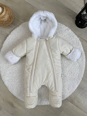Дитячий зимовий комбінезон для новонародженого на флісі на дві блискавки розмір 62 68 74 80, фото 1