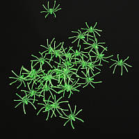 Павуки на Хелловін фосфорні 10 штук 50 на 48 мм салатовий