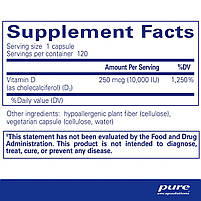 Вітамін Д3 Pure Encapsulations (Vitamin D3) 10000 МО 120 капсул BX530, фото 3