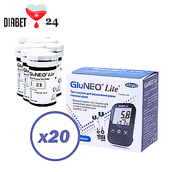 Тест-смужки GluNeo Lite 1000 шт. у 20 флаконах по 50 шт. у пакованні