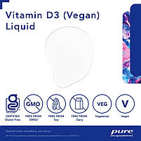 Pure Encapsulations Vitamin D3 Vegan / Вітамін Д3 веганський рідкий 10 мл BX861, фото 4