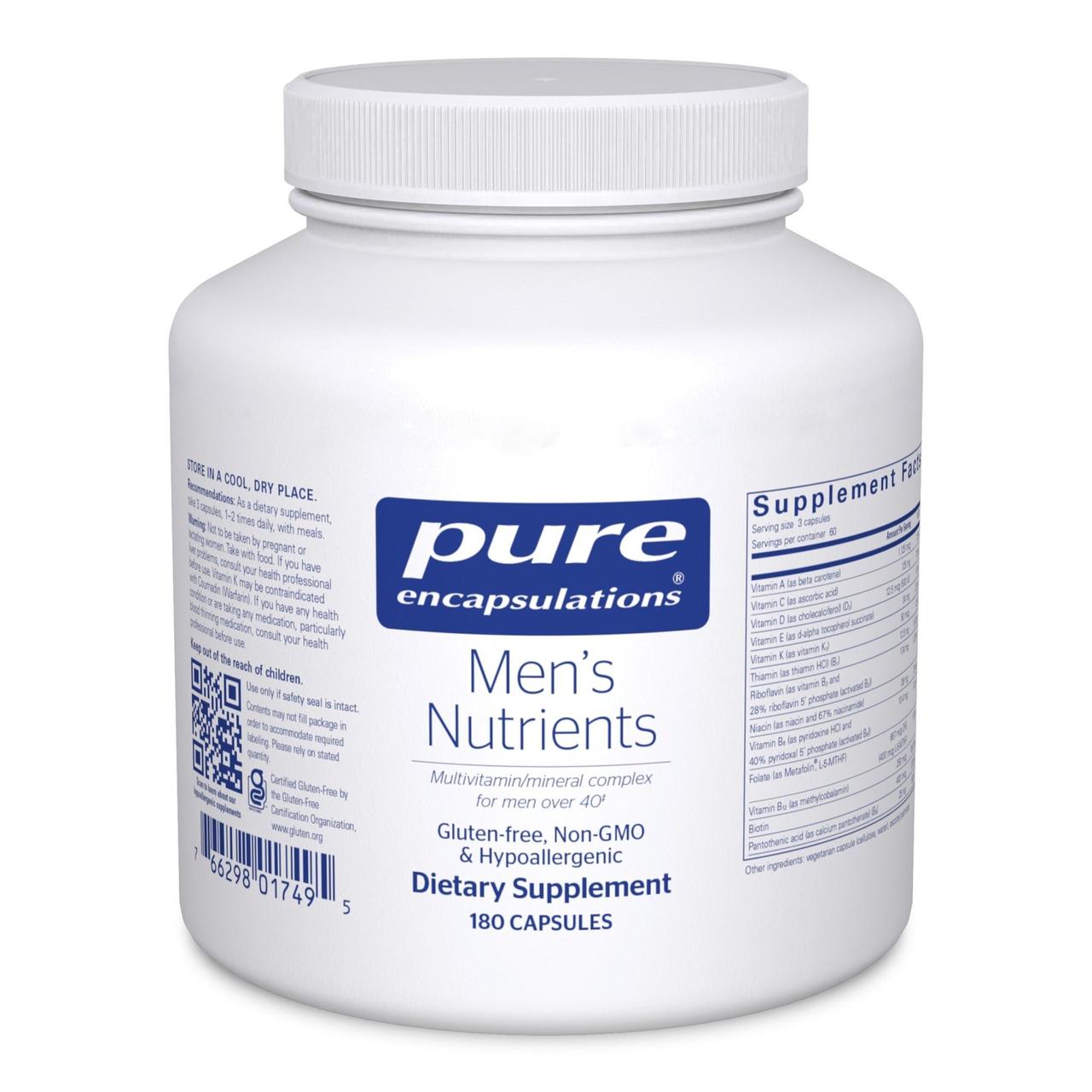 Мультивітаміни та мінерали для чоловіків 40+ комплекс Pure Encapsulations (Men's Nutrients) 180 капсул BX139