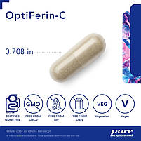 Домішка на основі заліза для крові Pure Encapsulations (OptiFerin-C) 60 капсул BX513, фото 4