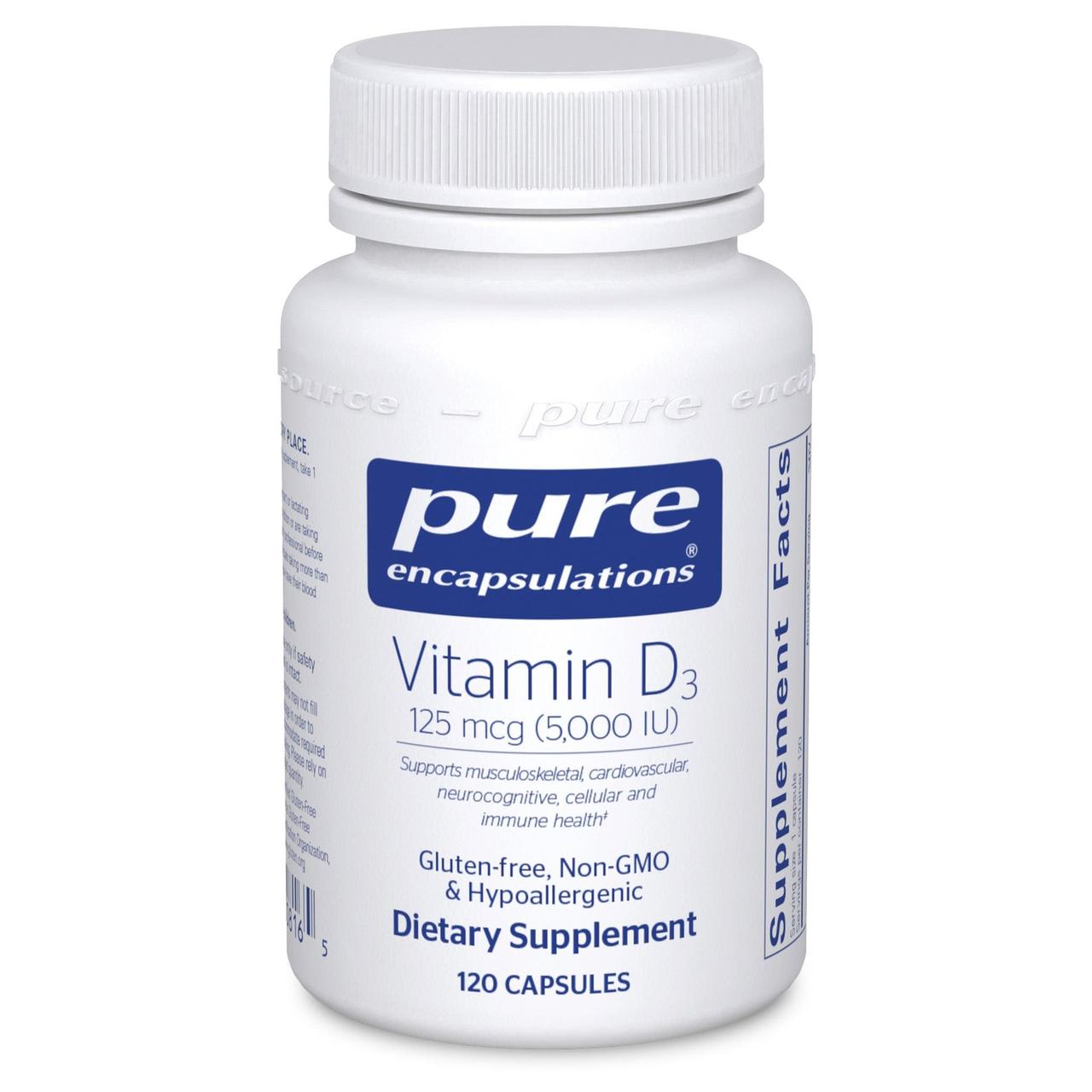 Вітамін Д3 Pure Encapsulations (Vitamin D3) 5000 МО 120 капсул BX853