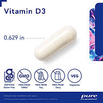 Вітамін Д3 Pure Encapsulations (Vitamin D3) 5000 МО 120 капсул BX853, фото 4