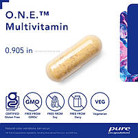 Мультивітаміни та мінерали Pure Encapsulations (O.N.E Multivitamin) 1 на день 60 капсул BX944, фото 3