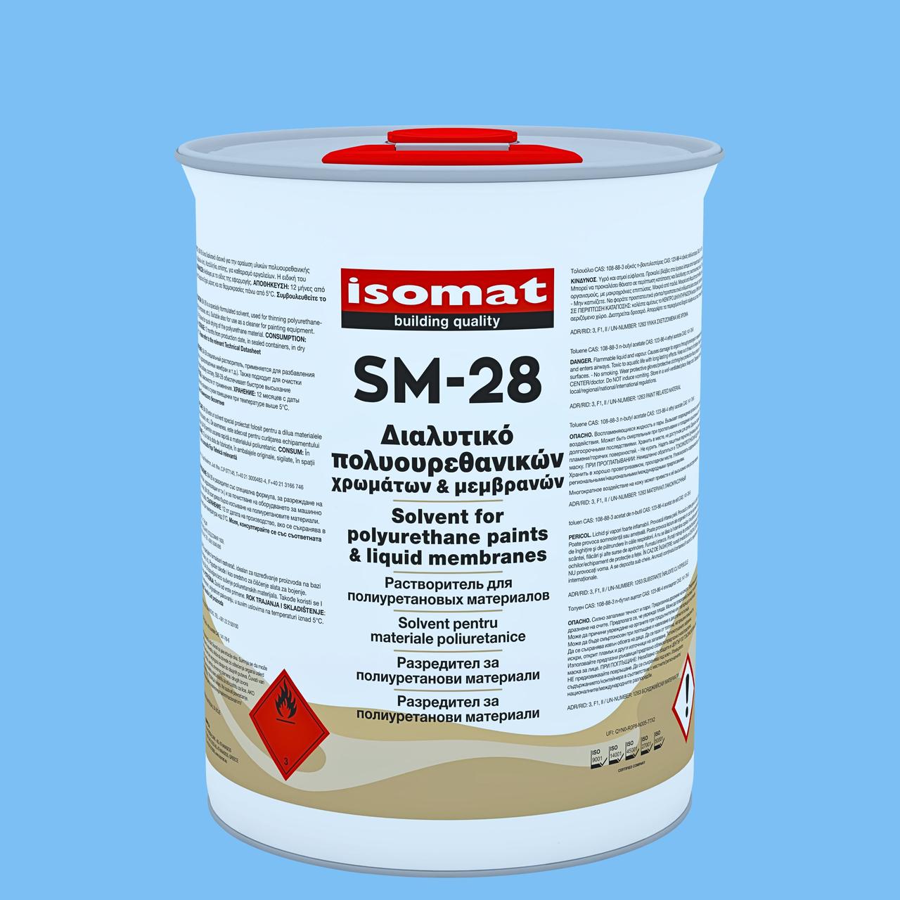 Розчинник поліуретановий для розбавлення фарби і мембран очищення інструментів швидковисихаючий ІЗОМАТ SM 28