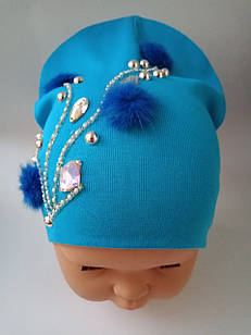 Шапка дівчинці | Шапка трикотажна | Шапка подвійна р 48-50