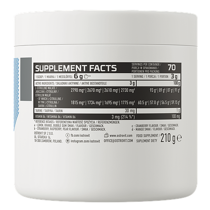 Citrulline OstroVit 210 g Cranberry, фото 2