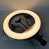 Кільцева LED лампа світлодіодна з трьома тримачами для телефона Soft Ring 36 см, тік ток лампа кругла, HG-14, фото 7