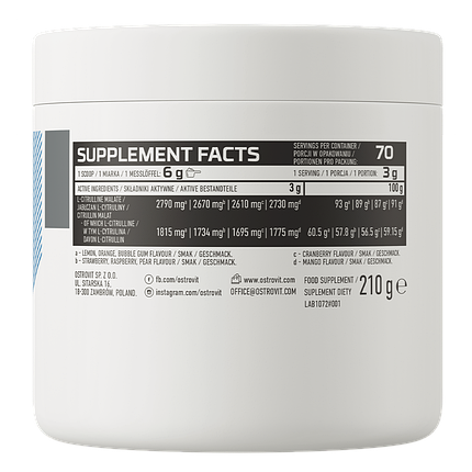 Citrulline OstroVit 210 g Bubble gum, фото 2