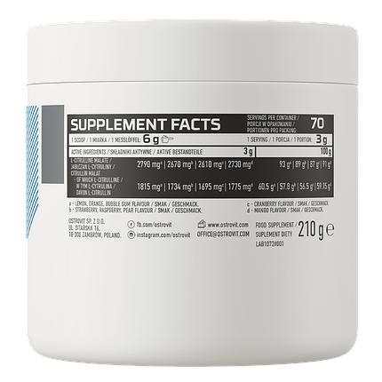 Citrulline OstroVit 210 g Rasberry, фото 2