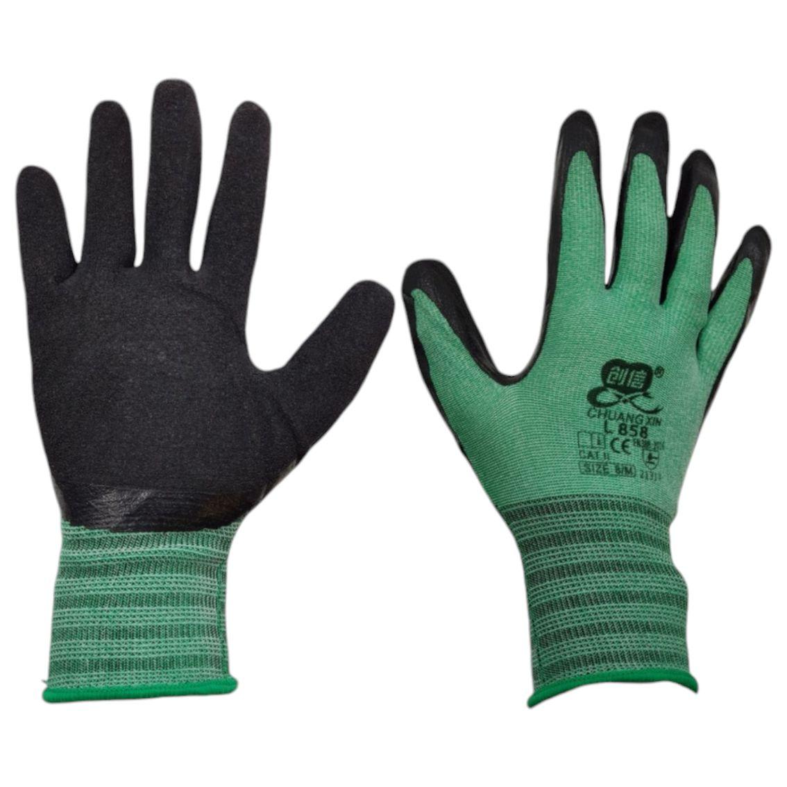 Рукавички Tomik піна №300/L858/7688 чорно-зелені в асортименті, рукавички для захисту, рукавички з посиленим хватом