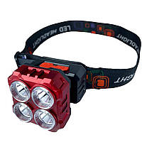Ліхтар налобний Panther PT-5208-4SMD-LED (ЗП microUSB, вбудований акумулятор 600mAh, 4Р)