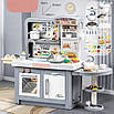 Велика дитяча ігрова кухня сіра Інтерактивний набір музика світло пар мийка Рольові ігри з побутовою технікою, фото 3