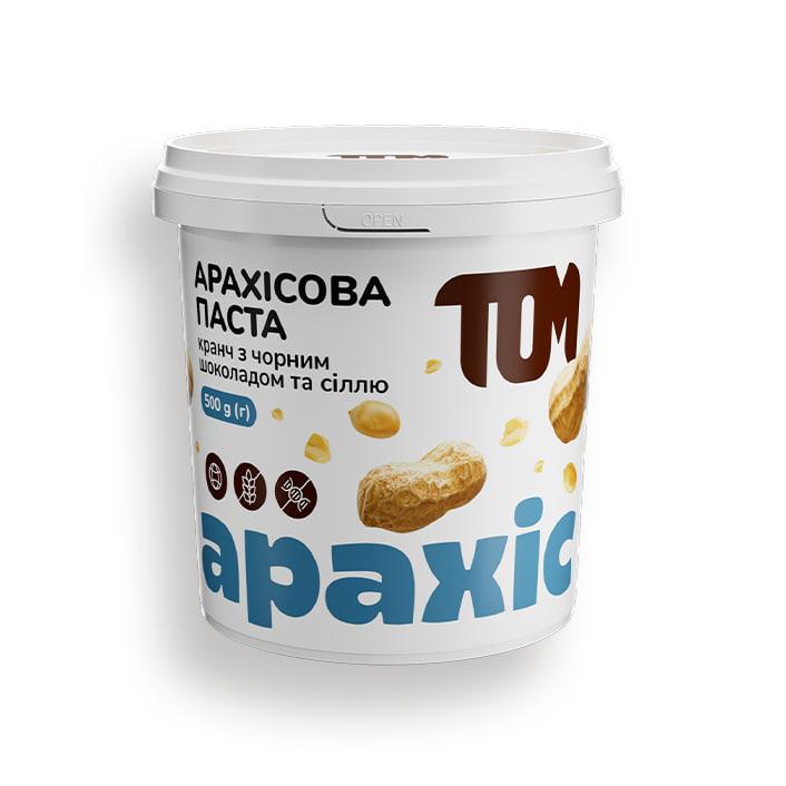 Паста арахісова кранч з чорним шоколадом та сіллю ,500г ТОМ, фото 1