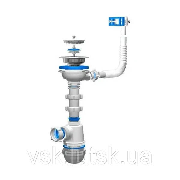 Сифон Ані Грот 3 1/2"*40 з переливом мийки (A0145SEU), фото 1