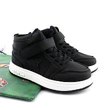 0839B Хайтопи дитячі чорні на флісі з липучками Фліп від Том.м  розмір 28 - устілка 18 см