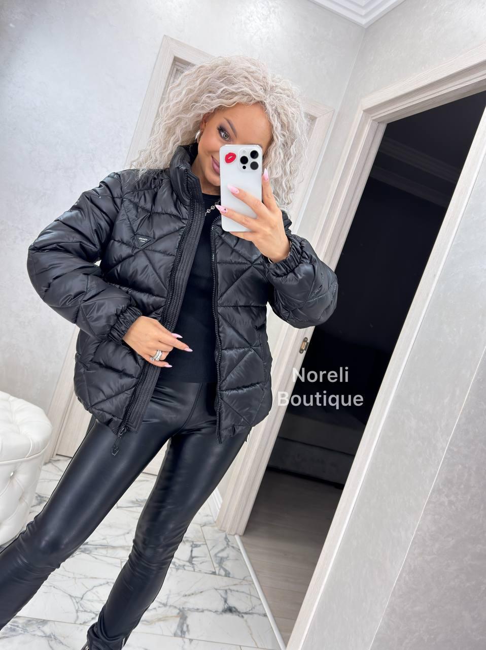 Жіноча стьобана куртка єврозима (Розміри L 50-52) чорна